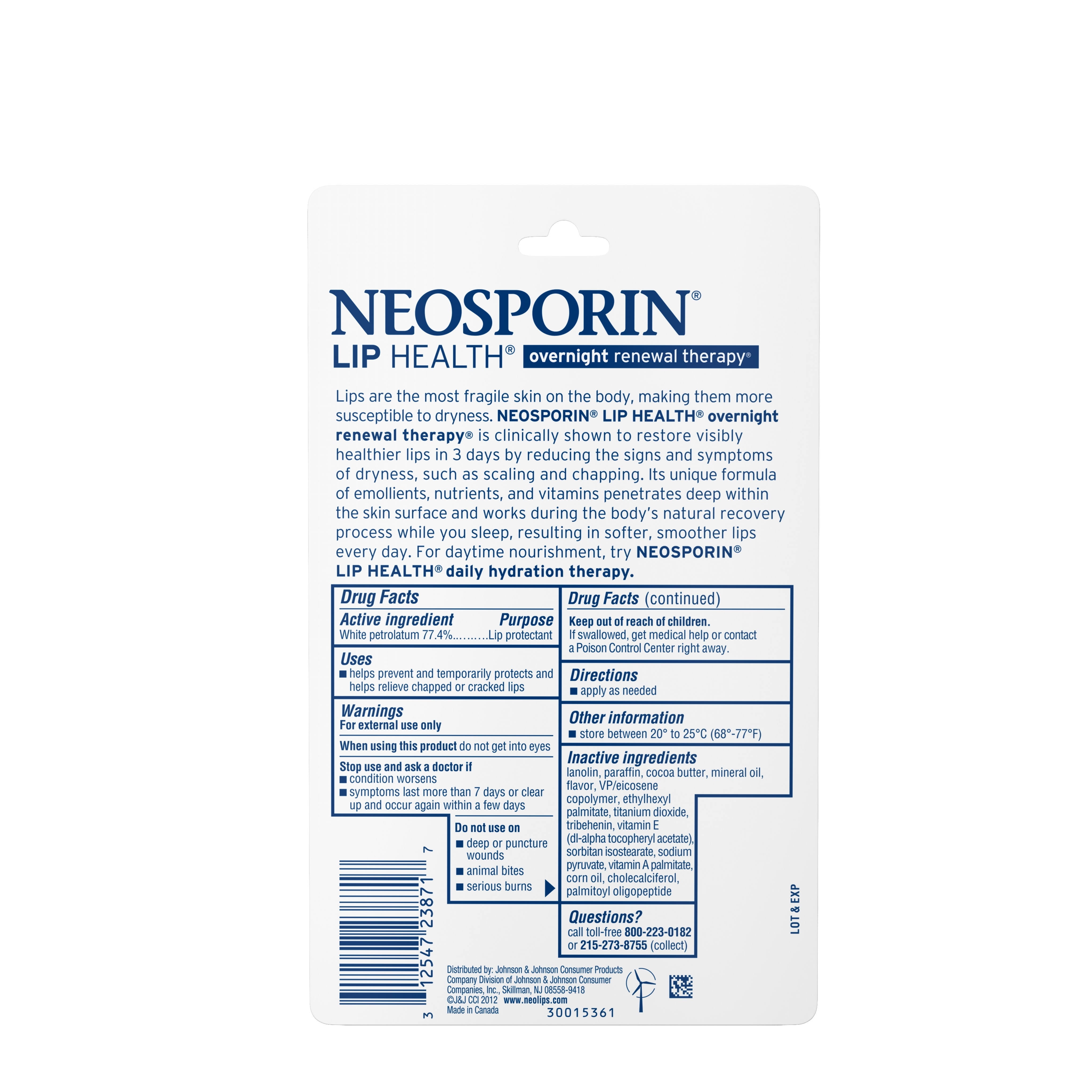 5 Pack Neosporin Lip Health Overnight Renewal Therapy 0.27 oz Each
