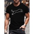 thumbnail image 1 of Camiseta con estampado de silueta de leopardo para hombre, informal, de manga corta, para verano, para adultos, hombres, mujeres, adolescentes, jóvenes y ocio., 1 of 6