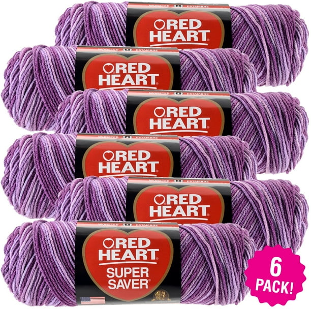 Red Heart Super Saver Yarn Purple Tone, Multipack of 6