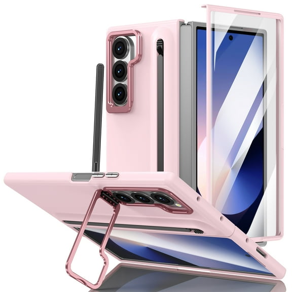 Allytechgroup Galaxy Z Fold 7 Case with Stylus Pen, Build in Screen Protector S Pen Holder Full Body Shockproof Anti-Scratch Camera Lens Kickstand Rugged Phone Case Cover for Samsung Galaxy Z Fold 7