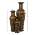 thumbnail image 4 of DecMode Metal Rustic Cylinder Urn Vase Set of 3 50", 35", 26"H, Cracked-Scale Exterior Pattern with Polished Earth Brown Finish, 4 of 19