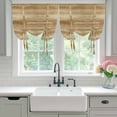thumbnail image 4 of Light Brown Wood Grain Tie Up Curtains for Windows, Adjustable Balloon Window Shades, Western Farmhouse Barn Door Kitchen Window Treatments Adjustable Roll Up Curtain for Basement/Nursery 52"x45", 4 of 8