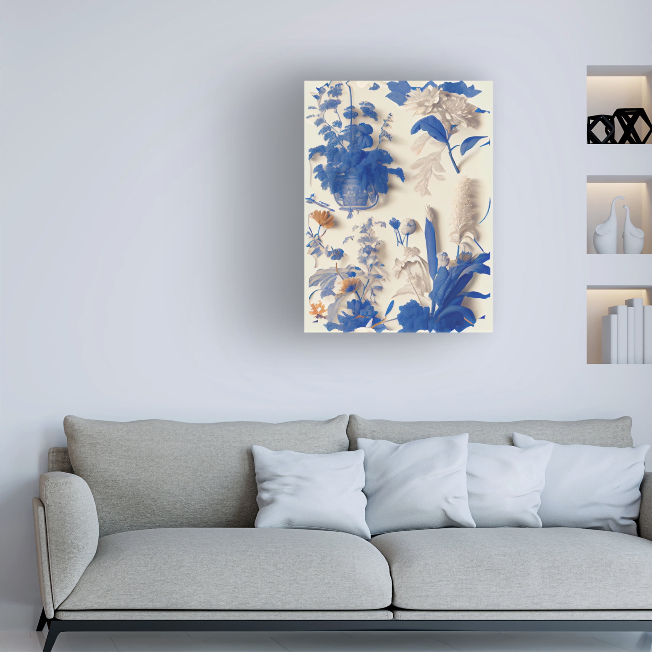 Canvas Wall Art - Sasha 'Living Toile II' Wall Art for Living Room, Bedroom, or Office Décor by Trademark Fine Art - 18 x 24 Inches