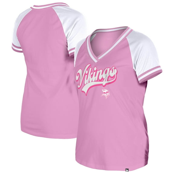 Women's New Era Pink Minnesota Vikings Mommy & Me V-Neck T-Shirt