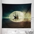 thumbnail image 1 of Ocean Tapestry, Vintage Old Ship on Sea Moonlight Starry Night Sky Adventure Journey Theme, Fabric Wall Hanging Decor for Bedroom Living Room Dorm, 5 Sizes, Umber Dark Blue White, by Ambesonne, 1 of 1