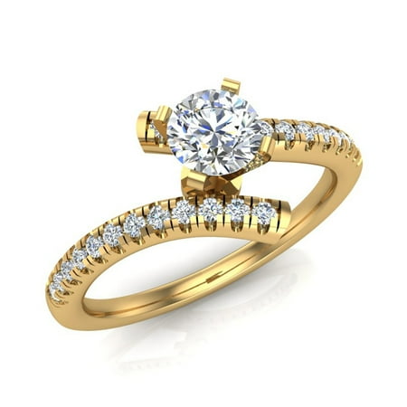 Timeless Designs Diamond Setting 14k Yellow Gold Diamond Promise Ring Bypass Setting 0.50 ctw (J,I1) Popular Quality ()