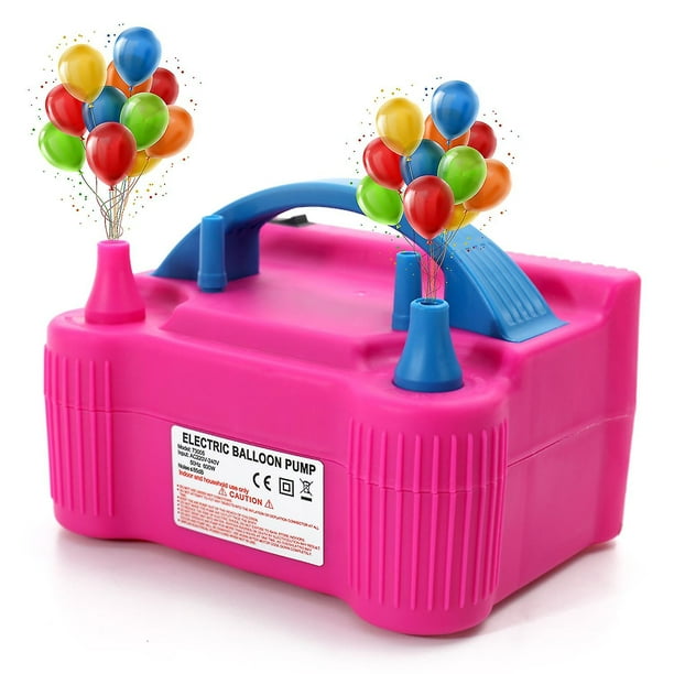 Bomba de aire para globos para el hogar, 110V eléctrica de alta potencia, dos boquillas, soplador de aire, bomba para inflar globos, herramienta inflable portátil rápida (h