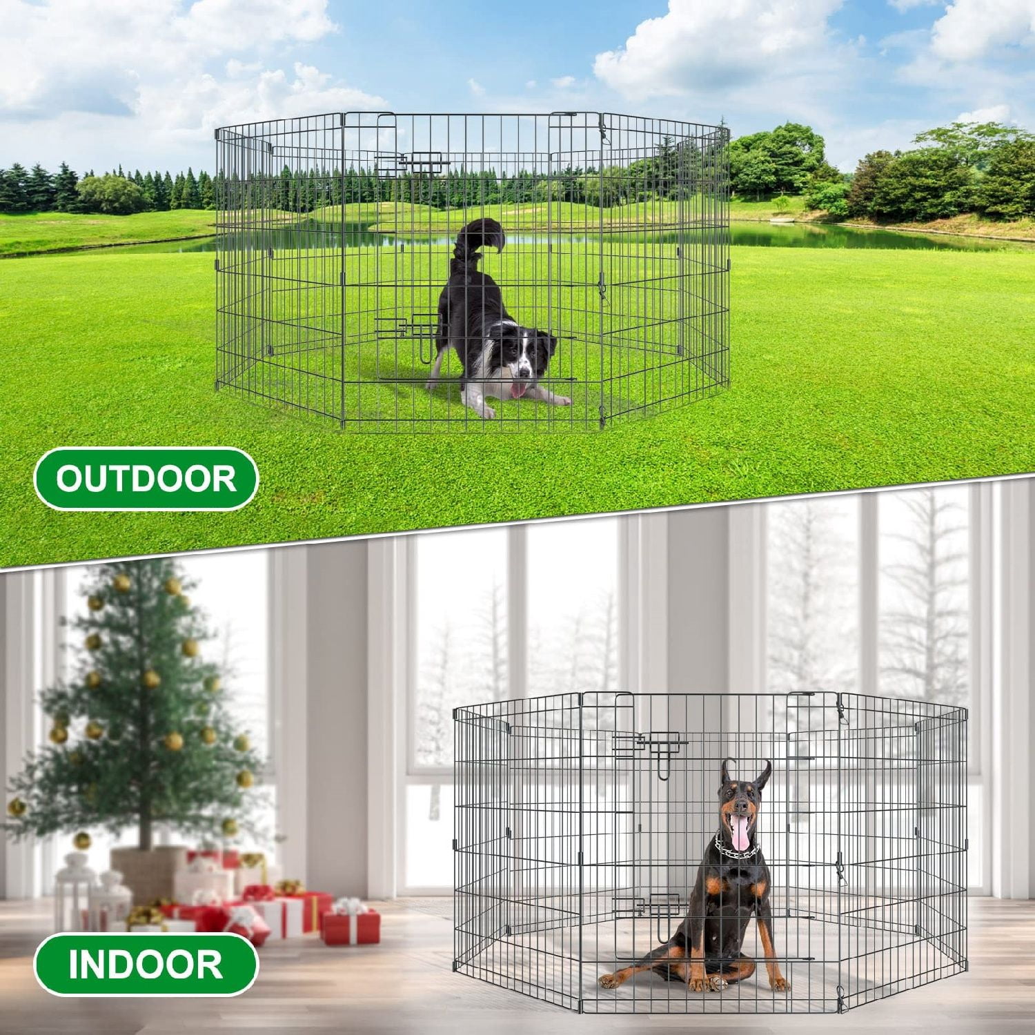 Pet Playpen Dog Pen Foldable Dog Exercise Fence 8 Panels 30 Inch Kennels Pet Playpen Options Ideal for Pet Medium Animals Outdoor Indoor