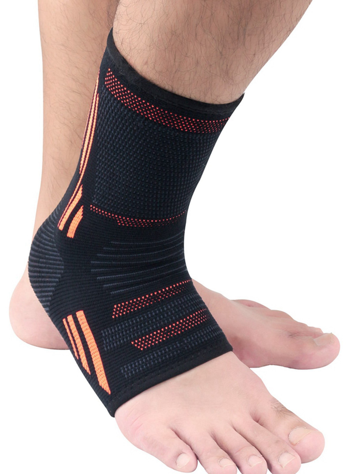 Single Large Elastic & Breathable Ankle Support Compression Sleeves Ankle Stabilizer/Foot Protection Socks with Silicone Pad for Sprain Relieves Pain Running Men Women Ankle Brace 