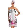 thumbnail image 1 of wonima11 Painted Eiffel Tower Paris Women 3PCS Bath Towel Wrap & Dry Hair Cap Adjustable Closure Shower Robes,Soft Absorbent Quick Drying for Spa,Beach,Shower, 1 of 1