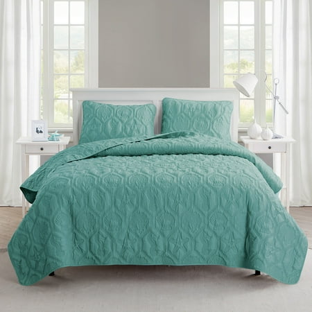 VCNY Home Shore Coastal 3-Piece Blue Textured Sealife Quilt Set, Queen, Adult, Unisex
