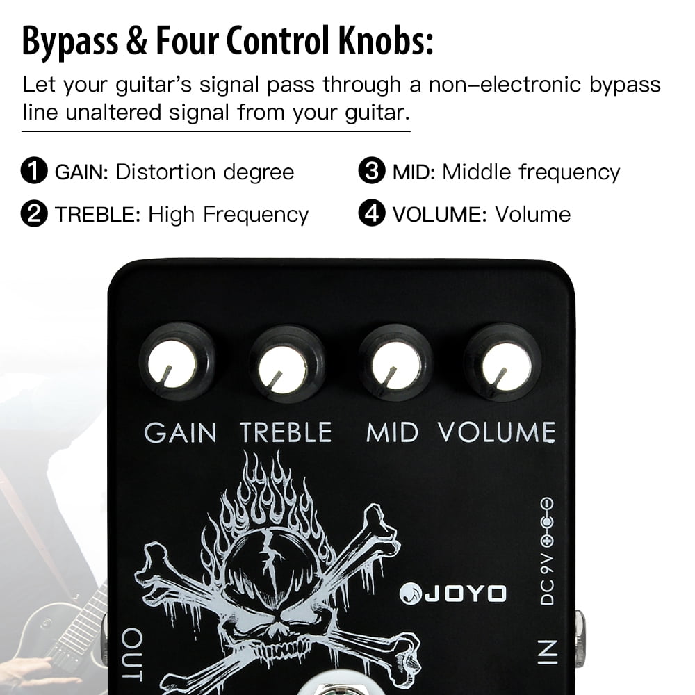 JOYO Versatile Distortion Effect Pedal, High Gain Tone from Blues Rock to Thrash Metal, Compact Design for Home Practice