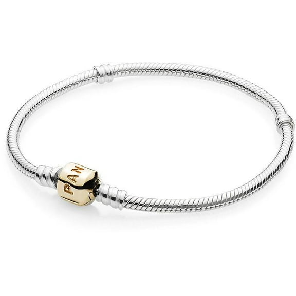 Sterling Silver Bracelet With 14K Gold Clasp - 590702HG-18