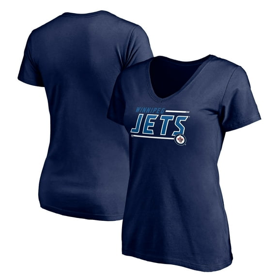 Women's Navy Winnipeg Jets Mascot In Bounds V-Neck T-Shirt