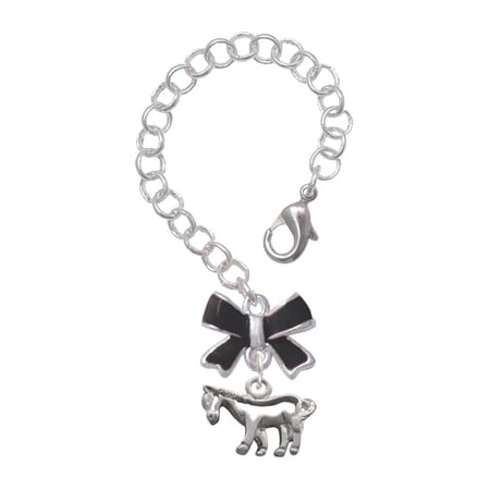 Delight Jewelry Silvertone Horse - Outline - Silvertone Black Bow Charm Accessory for Tumblers and Thermal Cups