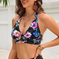 thumbnail image 2 of XIAONU Women's Twist Front Swim Top Halter V Neck Summer Beach Swim Bra, 2 of 4