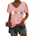thumbnail image 2 of V-Neck Women's Short Sleeve T-shirt Women'S Baseball Festival Solid Color Baseball Printed V Neck Short Sleeved Top,Pink Women's Short sleeve T-shirt XXL, 2 of 6