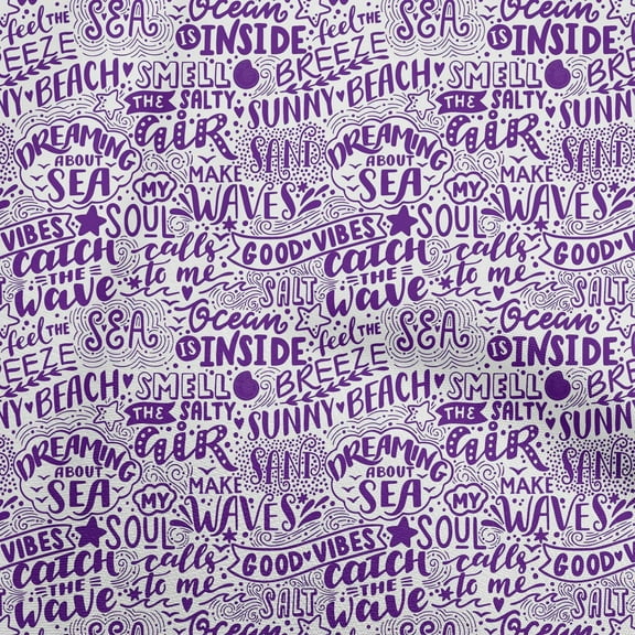 oneOone Cotton Poplin Violet Fabric Writing Beach Sewing Craft Projects Fabric Prints By Yard 42 Inch Wide