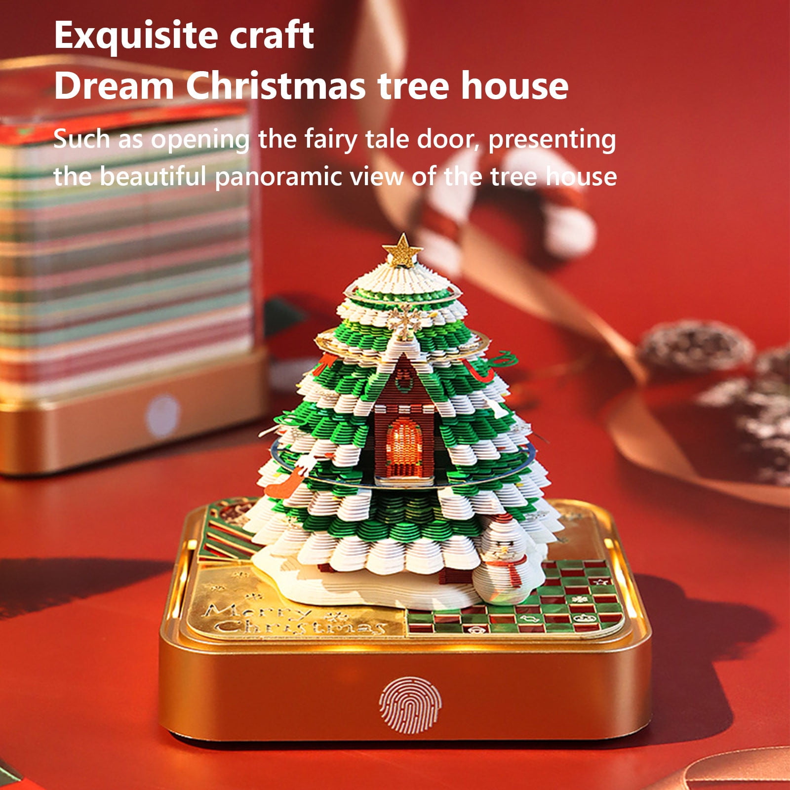 Desktop Clock Countdown Advent Calendar 2026 Christmas Tree,Surprise Gift Box with Lights Paper Sculpture for Thanksgiving Wedding Party Holiday Birthday Decor-Silver