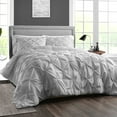 thumbnail image 2 of SGI Bedding Full Size Duvet Covers Egyptian Cotton 1000 TC 3 Piece Set Light Gray Pinch, 2 of 8