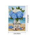 thumbnail image 4 of AMHNF Coastal Hydrangea Welcome Linen Garden Flag for Spring Summer Home Outdoor Garden Yard Door Decor 12x18 inch, 4 of 5