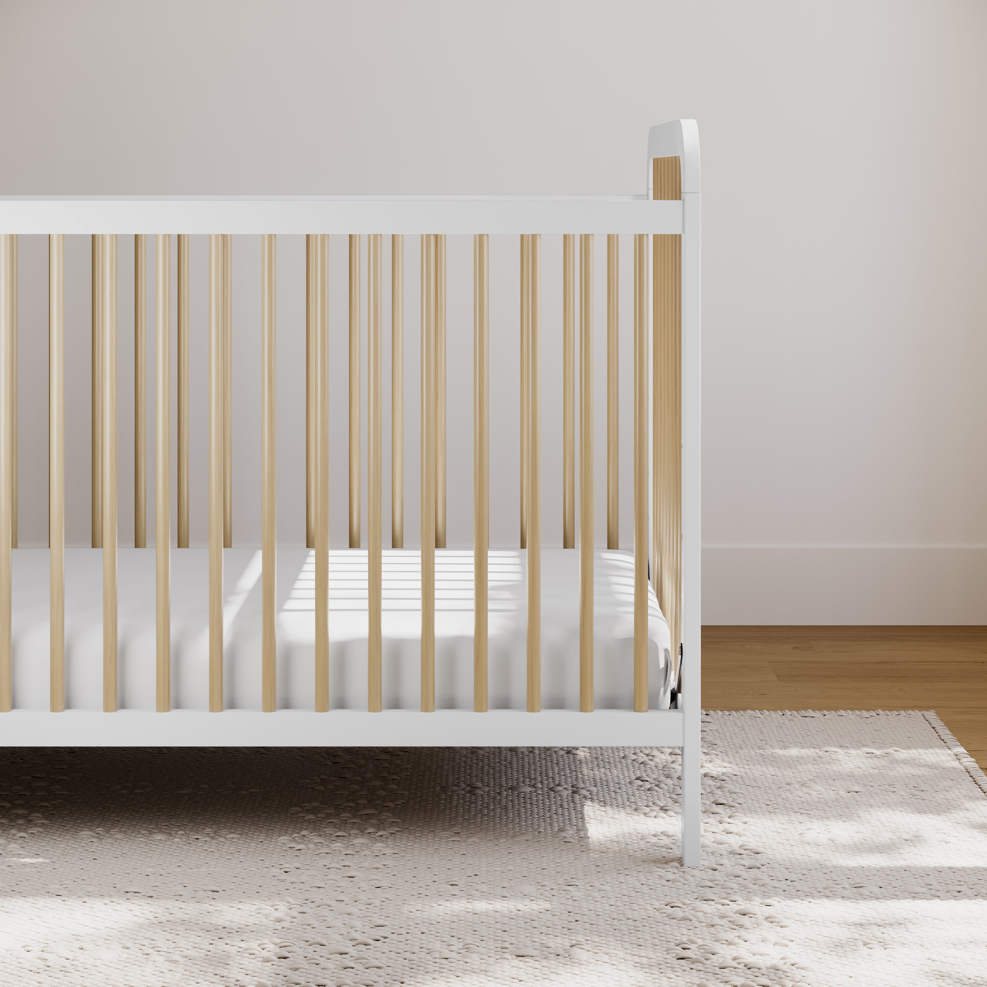 Storkcraft Pasadena 3-in-1 Convertible Baby Crib, White with Driftwood
