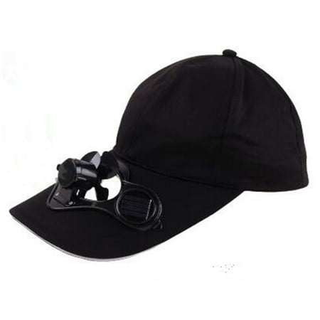 Fan Air Cap - Unisex Summer Baseball Hat with Solar Powered Fan Cooling Fan Cap Peaked Cap for Camping Traveling Color:Black