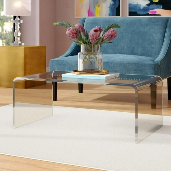 Acrylic Coffee Table 16" H x 39" W x 20" D , Acrylic Clear Coffee Table, Transparent Coffee Table, Rectangular Acrylic Coffee Table, For Living Room, Entryway, Dining Room, Sofa Table