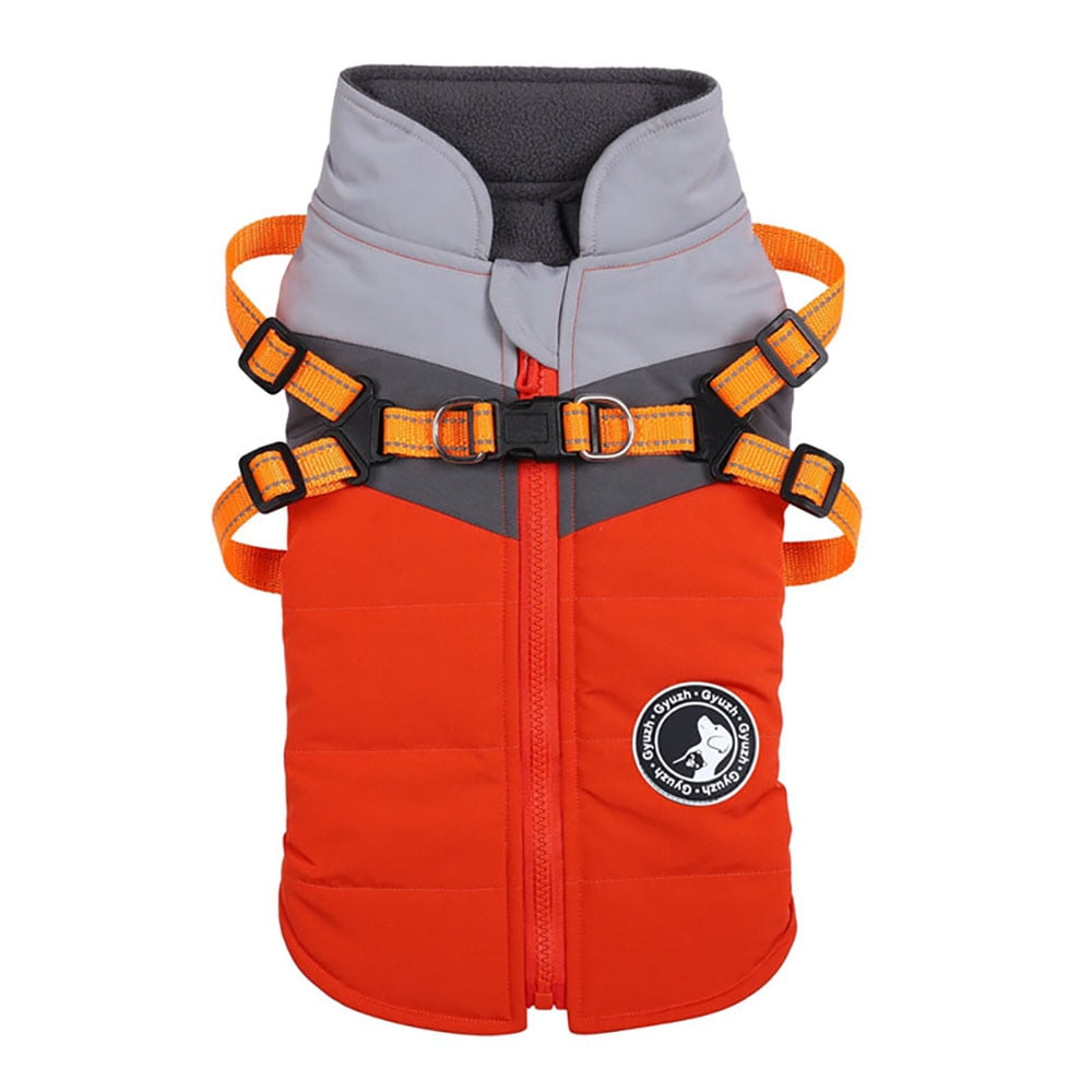 Dog Coat with Harness Winter Dog Coat Fleece Dog Jacket Waterproof Coat