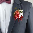 thumbnail image 5 of Artificial rose wrist set for bride and groom, wedding ball set decorated corsage hand flower simulation flower - red, 5 of 5