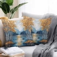 thumbnail image 2 of Waterproof Throw Pillow Covers Set of 2, 24x24 Inch Oil Painting Blue Yellow Decorative Pillowcases Outdoor Pillow Slip Cushion Covers Set for Couch Tent Modern Tree Art Hand-painted, 2 of 7