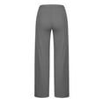 thumbnail image 5 of QUYUON Work Pants Women Fashion Summer Dressy Pants Wide Leg Cotton Linen Elastic Waist Solid Color Wide Leg Pants High Waisted Cargo Pants Women Track Pants Pant Style N-1265 Gray S, 5 of 5