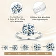 thumbnail image 4 of Aurora&Fiori 1Carat Round Cut Moissanite Engagement Rings for Women,18K White Gold Plated S925 Silver Solitaire Promise Wedding Ring, 4 of 9