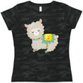 thumbnail image 3 of Inktastic Cute Llama with Colorful Blanket Women's T-Shirt, 3 of 5