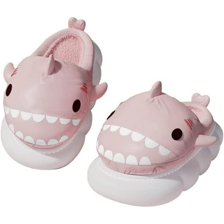 

PIKADINGNIS Unisex Plush Shark Slippers Cozy Fleece Lined House Shoes Thick Sole Soft Slip on Indoor Outdoor 2022 Winter