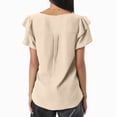 thumbnail image 3 of Plebaso Hauts d'Été pour Femmes Manches Courtes à Volants Blouses Décontractées Col Rond Couleur Unie Chemises Amples pour Femmes, 3 of 7