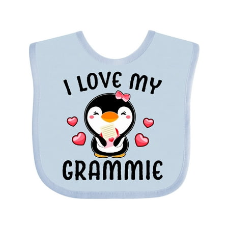 

Inktastic I Love My Grammie with Cute Penguin and Hearts Girls Baby Bib