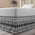 thumbnail image 1 of Geometric Bed Skirt, Monochrome Hand Drawn Tribal Pattern Abstract Aztec Motifs Civilizations, Elastic Bedskirt Dust Ruffle Wrap Around for Bedding Decor, 4 Sizes, Black White, by Ambesonne, 1 of 2