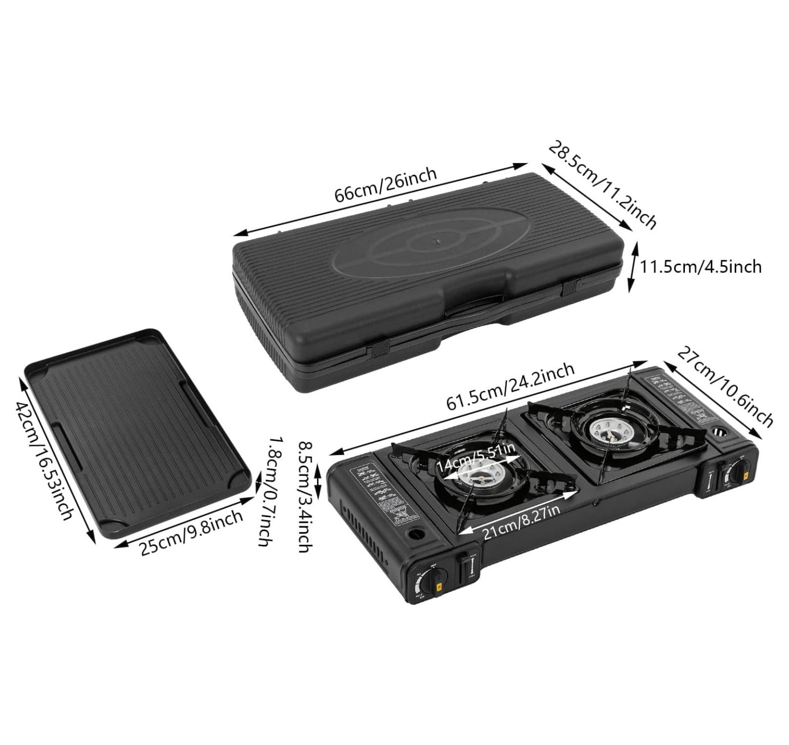 XYX Portable Butane , Propane Stove 2 Burner Propane Gas Stove, Double Auto Ignition Camping Burner LPG for RV, Apartments, Motorhome, Outdoor, Indoor