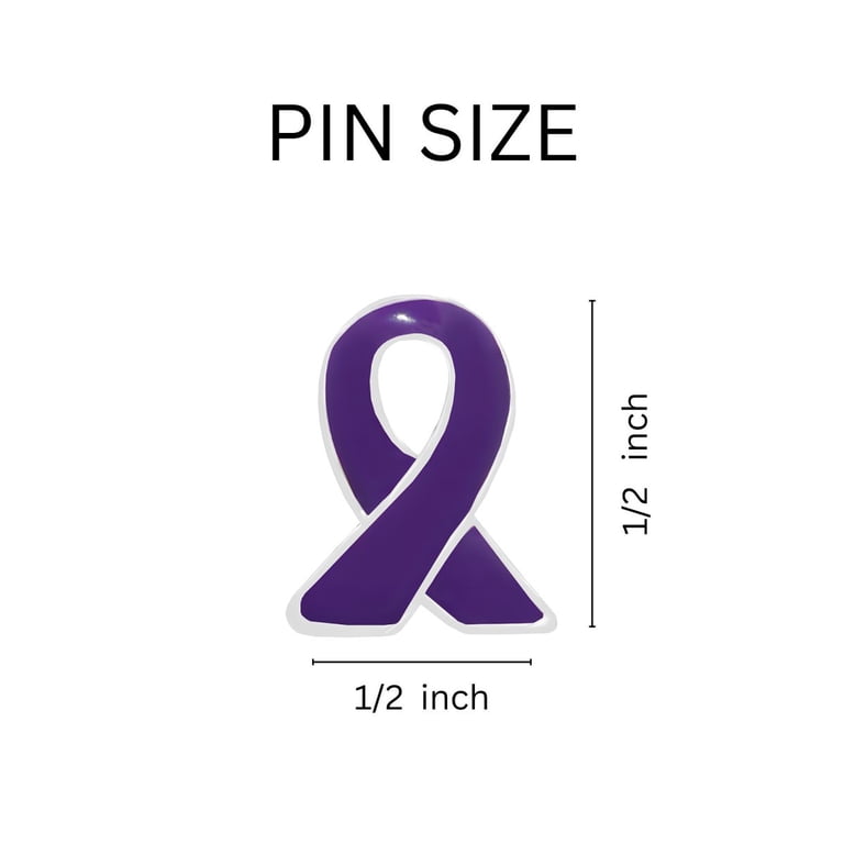 Lupus Awareness Ribbon Lapel Pin - Purple & Gold, Pewter, 1 Inch, Supports Lupus Research