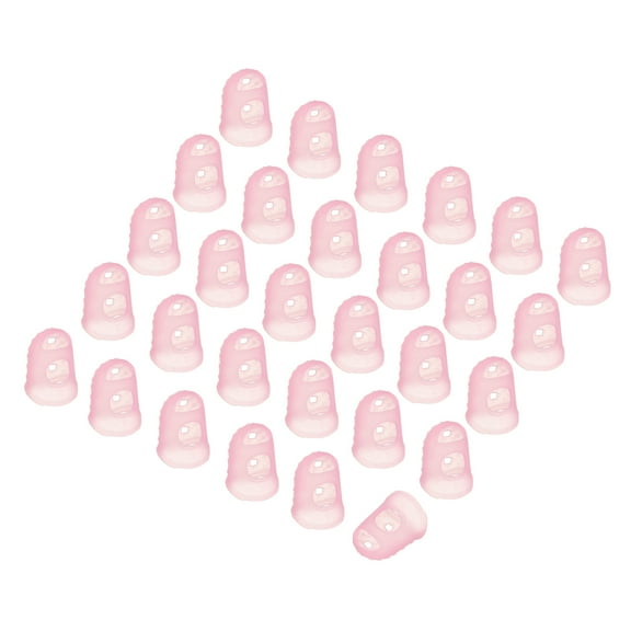 Uxcell Pink Silicone Finger Protectors Gloves Breathable Reusable Fingertip Caps with Air Holes M 30 Pcs