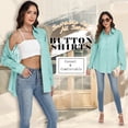 thumbnail image 4 of VDJ Womens Button Down Shirts Long Sleeve Casual Collared Business Blouse Lightweight Casual Work Tops Size M, 4 of 9
