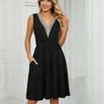 thumbnail image 6 of Aoujea Summer Dress Women's Sleeveless V-Neck Solid Color Pocket Makings Dress Summer Sundress Holiday, Gift on Clearance, 6 of 8