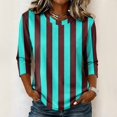 thumbnail image 2 of JULMCOMO Shirts for Women Vertical Striped 3/4 Sleeve Crew Neck Trendy Loose Fit T Shirts Color Block Comfy Summer Tops Blue L, 2 of 6