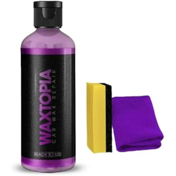 Waxtopia, Waxtopia Car Scratch Remover, Qinux Waxtopia Car Wax Repair, Remove All Scratches In Minutes With Waxtopia, Repair Surface Scratches and Blemishes for All Vehicles, With Towel Sponge (1pc)