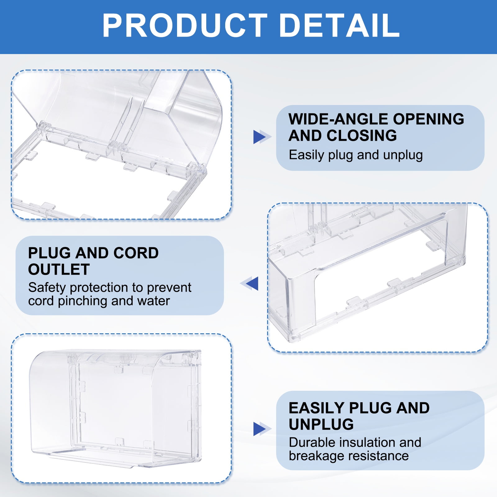 Uxcell 8.27 x 4.72 x 3.15 Inch Outlet Cover Box, Transparent