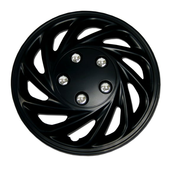 TuningPros WSC-868B15 Set of 4 Matte Black Hubcaps 15" - Hub Caps Wheel Skin Cover 15 inches 4 Pcs Set
