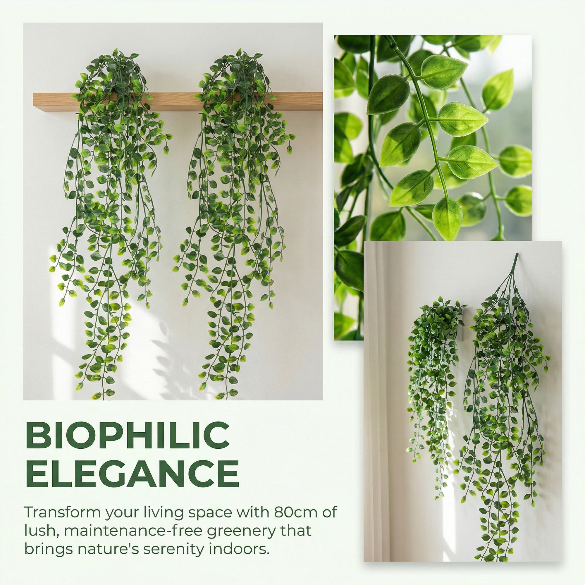 Unique Bargains Artificial Hanging Plants Faux Eucalyptus for Decor Five-Pronged Ivy