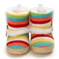 thumbnail image 5 of Baby Girls Fleece Knit Rainbow Winter Warm Snow Boots Soft Sole Crib Shoes Booties for Newborn Infant Toddler, 5 of 6