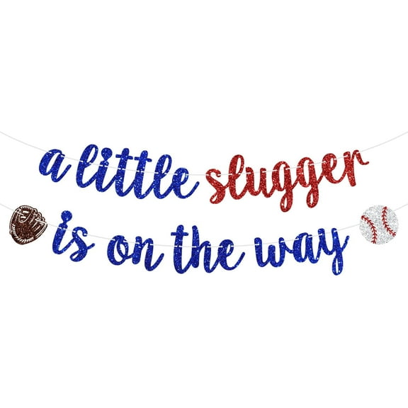 A Little Slugger is on the Way Banner,Baseball Oh Baby, American Sport Theme Baby Shower Gender Reveal Birthday Party Decorations Supplies